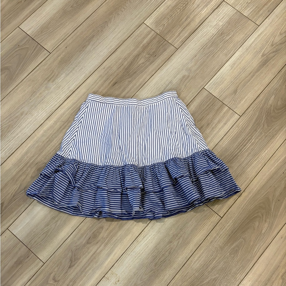 J.Crew White Lagoon Striped Ruffle Skirt Size 2 | Summer